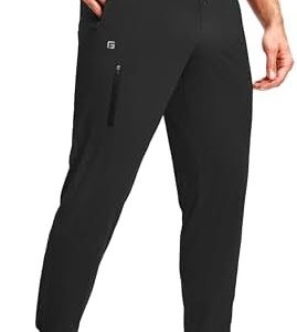 Men's Athletic Joggers with Zipper Pockets Stretch Tapered Running Sweatpants Gym Jogging Workout Pants for Men