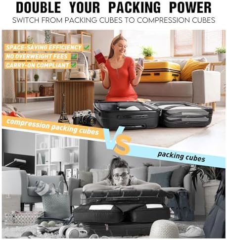 OlarHike 10 Set Compression Packing Cubes for Travel Women Mom,Luggage Clothes Storage Gifts for Travelers,Airplane/Cruise/Car/Train Travel Essentials,Compressible Expandable Saver Space Bags(Beige) - Image 7