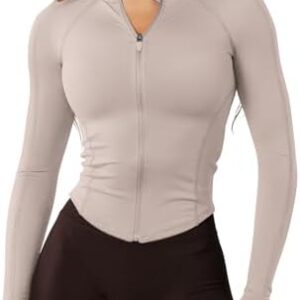 GYM RAINBOW Womens Snatched Workout Jackets Lightweight Zip Up Slim Fit Gym Track Athletic Jackets with Thumb Holes