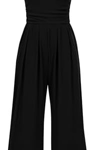 PRETTYGARDEN Womens Summer Jumpsuits Dressy Casual One Piece Outfits Sleeveless Mock Neck Wide Leg Pants Rompers with Pockets
