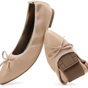 DREAM PAIRS Women's Foldable Flats Shoes Pointed Toe Ballet Flats Bowknot Comfort Slip on Dress Shoes
