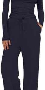 Darong Women's 2 Piece Sets Fall Outfits Long Sleeve Wide Leg Tracksuits Casual Lounge Set Matching Sets