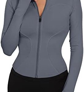 LUYAA Women's Workout Jacket Lightweight Zip Up Yoga Jacket Cropped Athletic Slim Fit Tops