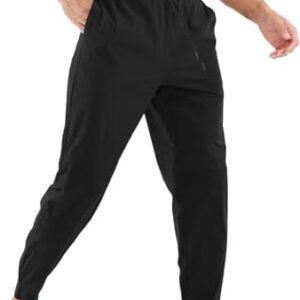 Surenow Mens Athletic Lightweight Workout Sweatpants Multiple Pockets Gym Quick-Drying Joggers Tapered Fit Training Pants