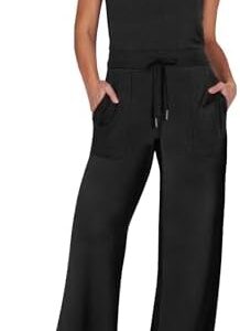 ANRABESS Womens Jumpsuits 2025 Summer Casual Dressy Romper Sleeveless Wide Leg Long Pants One Piece Outfits Vacation Clothes