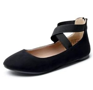 DREAM PAIRS Women's Comfortable Fashion Elastic Ankle Straps Flats Shoes