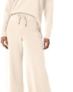 Glamaker Women's 2 Piece Sets Outfits Casual Long Sleeve Sweatsuits Polo Top and Wide Leg Pants Matching Sets