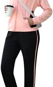 Marvmys Color Block Tracksuit for Women 2 Piece Outfits Fall Sweatsuits Zip Up Jogging Suit Long Sleeve Jogger Lounge Sets