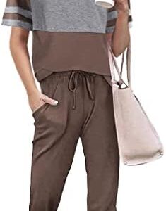 PRETTYGARDEN Women's Two Piece Lounge Sets 2025 Spring Summer Jogger Pants Vacation Outfits Travel Airplane Matching Clothes