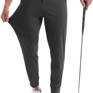 CANGHPGIN Mens Athletic Joggers with Zipper Pockets Lightweight Golf Pants Men Stretch Relaxed Fit Tapered Work Travel Pants