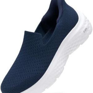 ZURIN Womens Slip On Walking Shoes with Arch Support,Lightweight No Lace Sneakers,Non Slip Breathable Tennis Shoes,Casual Travel Work Shoes