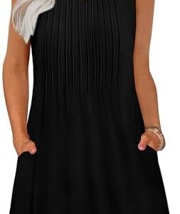 OFEEFAN Summer Dresses for Women 2025 Loose Beach Vacation Casual Crew Neck Sleeveless Sundresses with Pockets Tank Dress