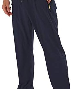 AIRIKE Men's Elastic Waist Hiking Pants Water Resistant Quick-Dry Lightweight Outdoor Sweatpants with Zipper Pockets