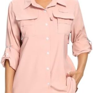 Women's UPF 50+ UV Sun Protection Safari Shirt, Long Sleeve Outdoor Cool Quick Dry Fishing Hiking Gardening Shirts