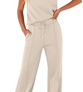 ANRABESS Women 2 Piece Set Sleeveless Sweatsuit Tracksuit Casual Matching 2025 Travel Summer Trendy Outfits