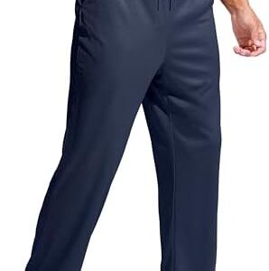 Pudolla Men's Lightweight Mesh Sweatpants Loose Fit Open Bottom Athletic Workout Gym Pants with Zipper Pockets