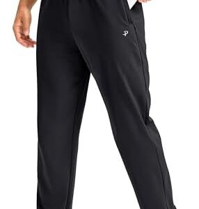 Pudolla Men's Fleece Lined Sweatpants with Zipper Pockets Winter Warm Water Resistant Athletic Pants for Workout Running