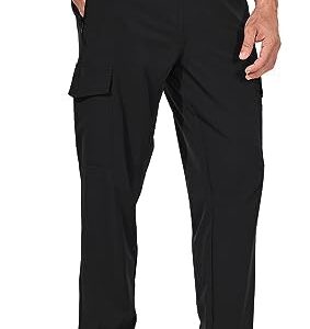 baleaf Men's Hiking Pants Water Resistant Cargo Quick Dry Travel Elastic Waist with Zip Pockets UPF 50+ for Work Running