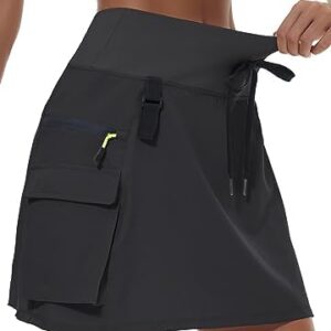 Women's Hiking Cargo Skort Skirt High Waisted Golf Dressy Casual with Zipper Pockets Workout Sport Quick Dry Skirts