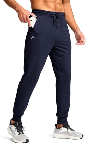 Pudolla Men's Lightweight Sweatpants with Pockets Ultra 4-Way Stretch Joggers Gym Workout Runing Athletic Track Pants
