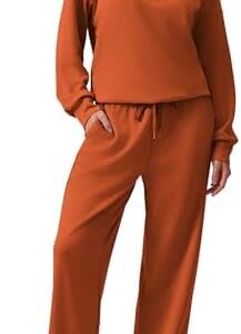 PINSPARK 2 Piece Sets for Women 2025 Fall Outfits Sweatsuit Oversized Sweatshirt Wide Leg Sweatpants Matching Set Tracksuit