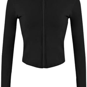 Tanming Women's Full Zip Seamless Workout Jacket Running Yoga Slim Fit Track Jacket