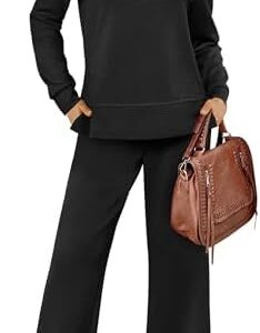 XIEERDUO Women's 2 Piece Lounge Sets Casual Fall Travel Outfits Fashion Wide Leg Tracksuit Cozy Sweatsuits S-3XL