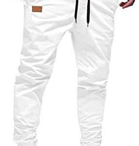 JMIERR Mens Casual Joggers Pants - Cotton Drawstring Chino Cargo Pants Hiking Outdoor Twill Track Jogging Sweatpants Pants