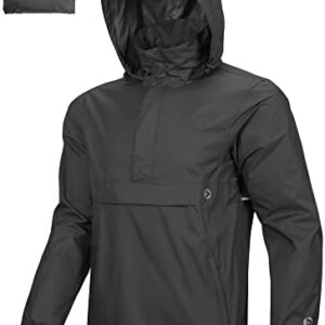 Outdoor Ventures Men's Rain Jacket Waterproof Lightweight Packable Rain Pullover for Hiking Golf Running