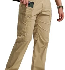 CQR Men's Quick Dry Tactical Pants, Water Resistant Outdoor Pants, Lightweight Stretch Cargo Work Hiking Pants