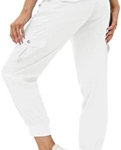 MoFiz Women's Lightweight Hiking Cargo Pants Outdoor Quick Dry Casual Travel Sweatpants Joggers Elastic Waist Button Pockets