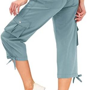 MoFiz Women's Cargo Capris Hiking Pants Lightweight Quick Dry Outdoor Athletic Travel Casual Loose Comfy Cute Pockets