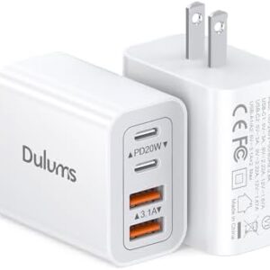 40W USB C Charger Cube, 2-Pack Wall Plug Fast Charging Block, 4-Port PD+QC Power Adapter Multiport Brick Type C Box for iPhone 16/15/14/13/12/11/Pro Max/XS/XR/8/7, Tablets, Cellphones