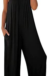 ANRABESS Women Summer Casual Sleeveless Spaghetti Strap Boho Wide Leg Jumpsuits Rompers Dressy 2025 Trendy Outfits Clothes