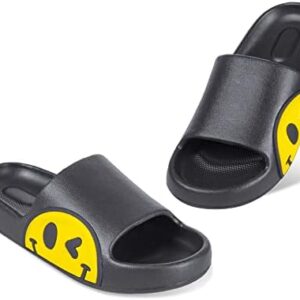 Womens Slides,Pillow Slippers Sandals for Men,Unisex Non slip Quick Dry Shower Shoes Indoor Outdoor Open Toe Spa Bath Pool Gym House Casual Massage Smile Face Slippers