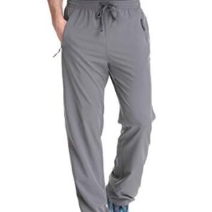 TRAILSIDE SUPPLY CO. Mens Lightweight Track Pants,Stretchy Pants with Zipper Pockets,Loose Fit