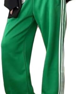 UAURORAO Women Y2k Track Pants Baggy Striped Joggers Sweatpants Elastic Waist Color Block Parachute Pants with Pockets