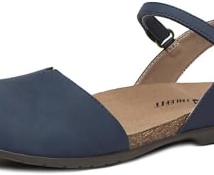 Athlefit Women's Closed Toe Sandals Comfort Cork Footbed Arch Support Flat Sandals