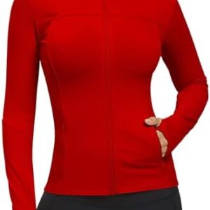 GYM RAINBOW Workout Jackets for Women, Full Zip Slim Fit Lightweight Athletic Running Sports Track Jacket with Pockets