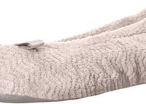 isotoner Women's Diamond Microterry Gemma Ballerina Slippers-Suede Sole with Memory Foam Comfort, Machine Washable