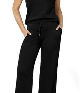 Glamaker Women's 2 Piece Sets Summer Lounge Travel Outfits Sleeveless Wide Leg Airport Casual Trendy Sweatsuits