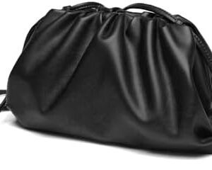 Huralona Dressy Pleated Vegan Leather Clutch Purse Super Soft Cloud Dumpling Clutch Bag for Women PU Evening Purse Handbag
