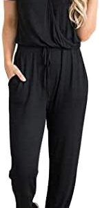 PRETTYGARDEN Jumpsuits for Women 2025 Spring Summer Casual Dressy Short Sleeve Romper Airport Vacation Travel Outfits