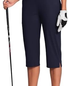 18" Dressy Capri Pants for Women High Waist Stretch Womens Golf Capris Pants for Summer with Pockets Work Casual