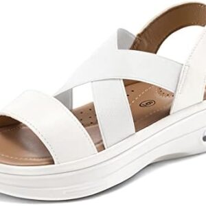 mysoft Women's Comfortable Walking Sandals Air Cushion Sport Slingback Elastic Band Platform Shoes