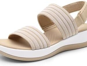 DREAM PAIRS Women's Walking Sandals Lightweight Soft Footbed Low Wedge Comfort Indoor Outdoor Flat Sandals