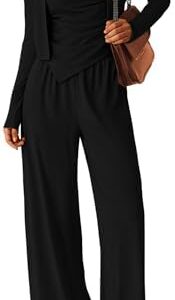 BTFBM Women's Fall Lounge Sets 3 Piece Outfit Tracksuits Casual Long Sleeve Tops High Waisted Sweatpants Set