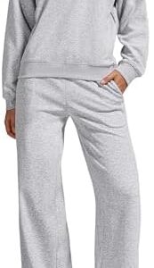 Women’s 2-Piece Oversized Sweatshirt and Jogger Sweatpants Tracksuit Set - Cozy Fall/Winter Casual Outfit with Pockets