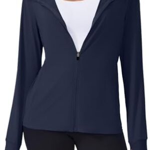 PINSPARK Women's UPF 50+ Sun Protection Hoodie Jacket Lightweight Full Zip Athletic Jacket Long Sleeve Shirt with Pockets