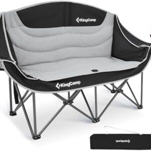 KingCamp Double Camping Chair XL Oversized for Adults, Folding Camping Loveseat for Outdoor Lawn Beach, 2 Person Portable Padded Camping Chair Heavy Duty